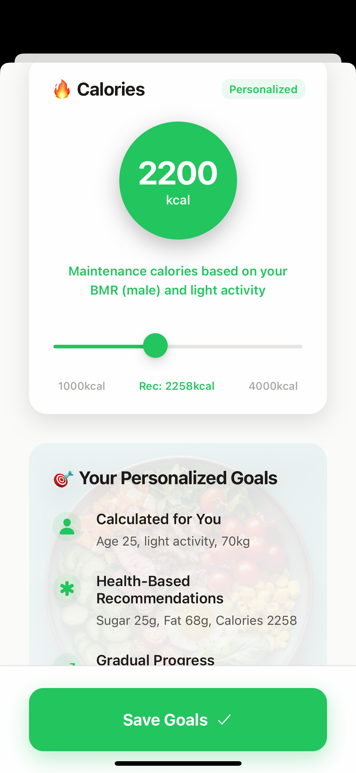Setting personalized nutrition goals